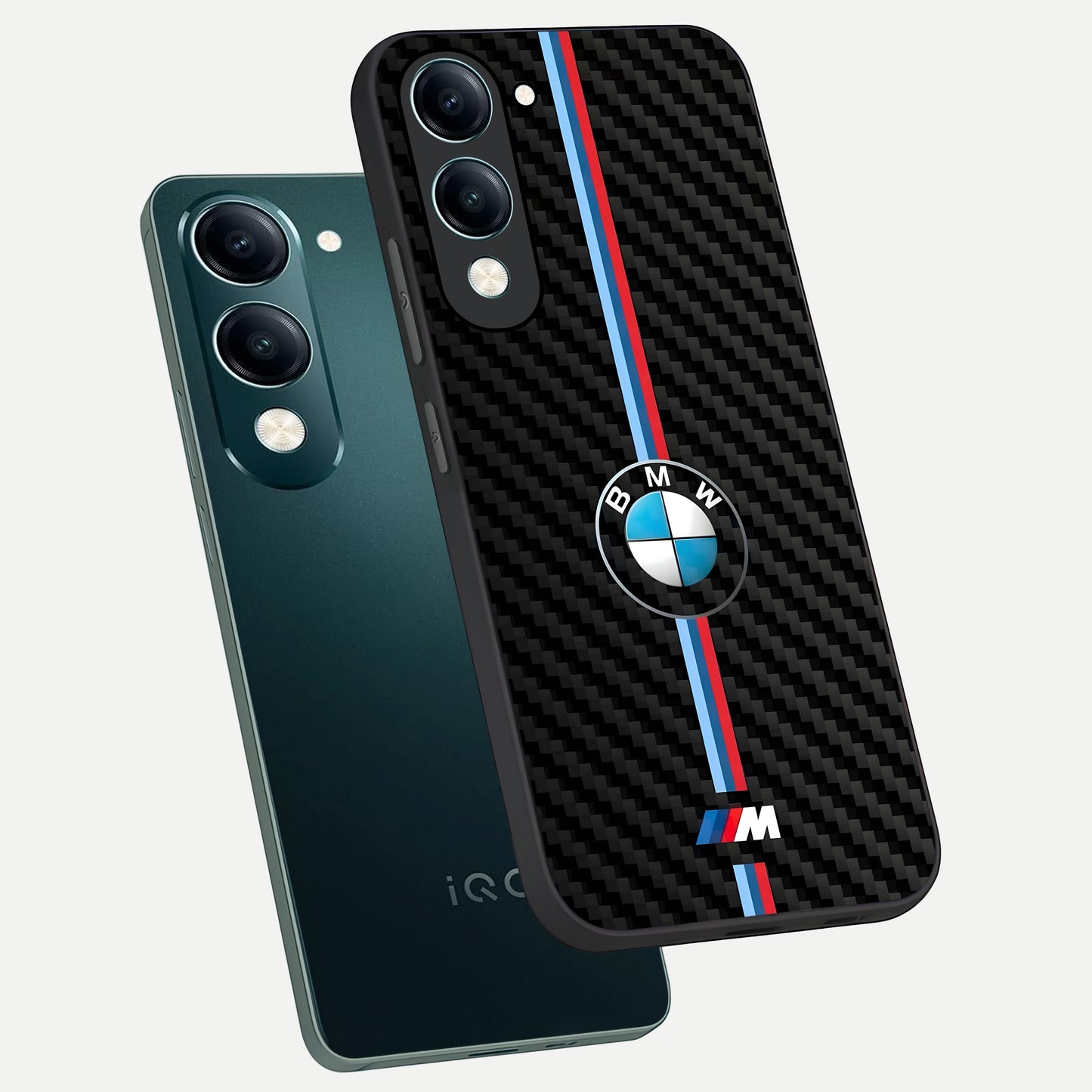  BMW Pattern phone case for iQOO Z10 lite showing premium glass back cover with detailed artwork