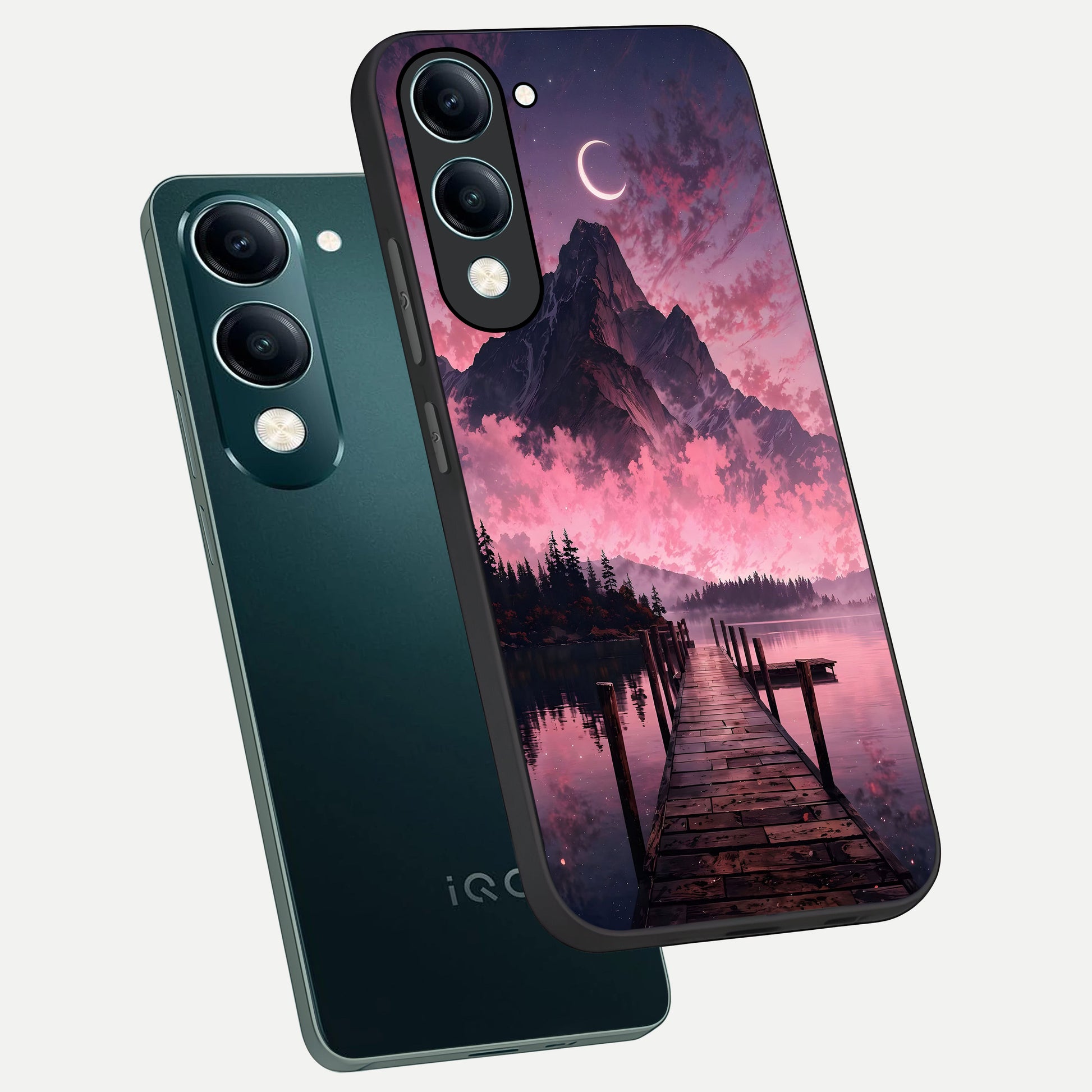  Beautiful Mountain View phone case for iQOO Z10 lite showing premium glass back cover with detailed artwork