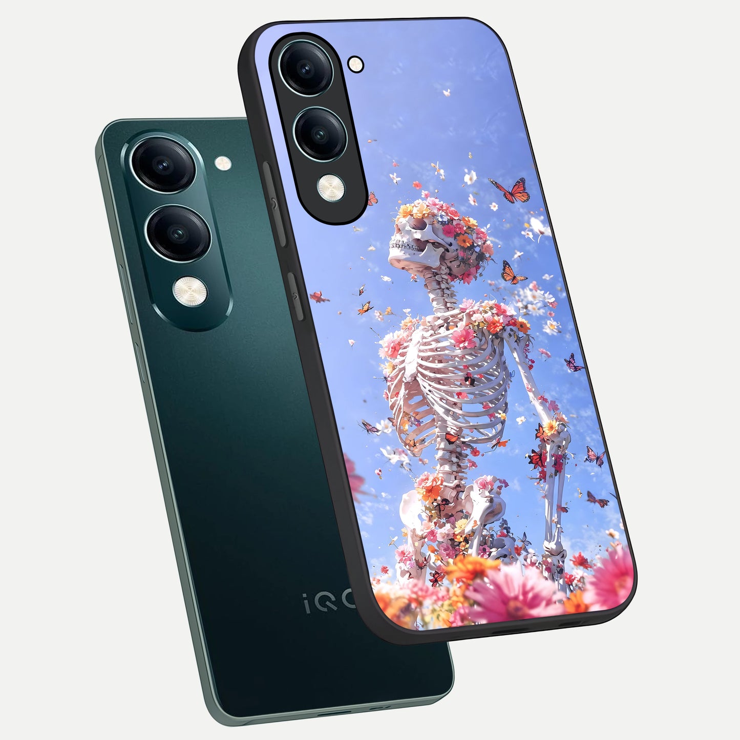  Bloom Beyond Bones phone case for iQOO Z10 Lite showing premium glass back cover with detailed artwork