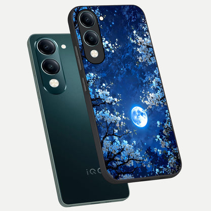  Blossom Moonlight Sky phone case for iQOO Z10 lite showing premium glass back cover with detailed artwork