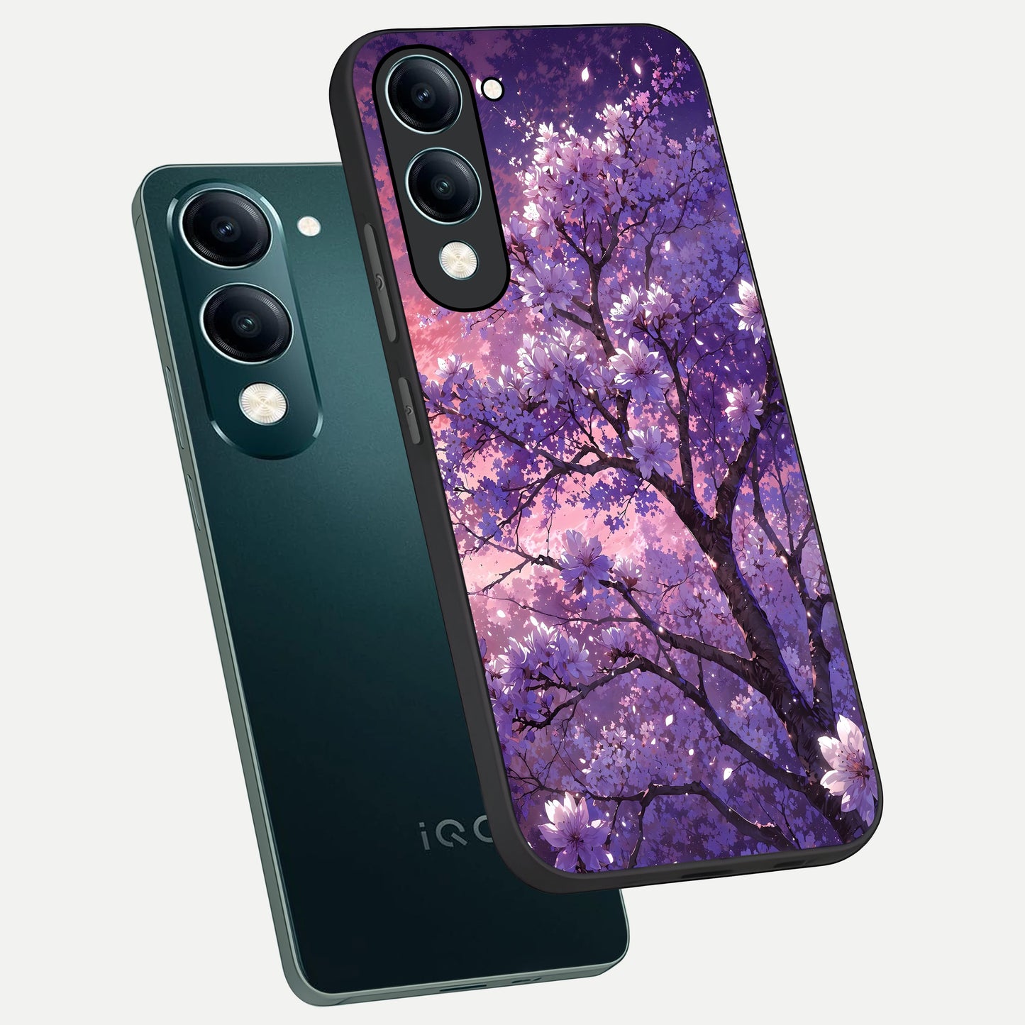  Blossom Tree phone case for iQOO Z10 lite showing premium glass back cover with detailed artwork
