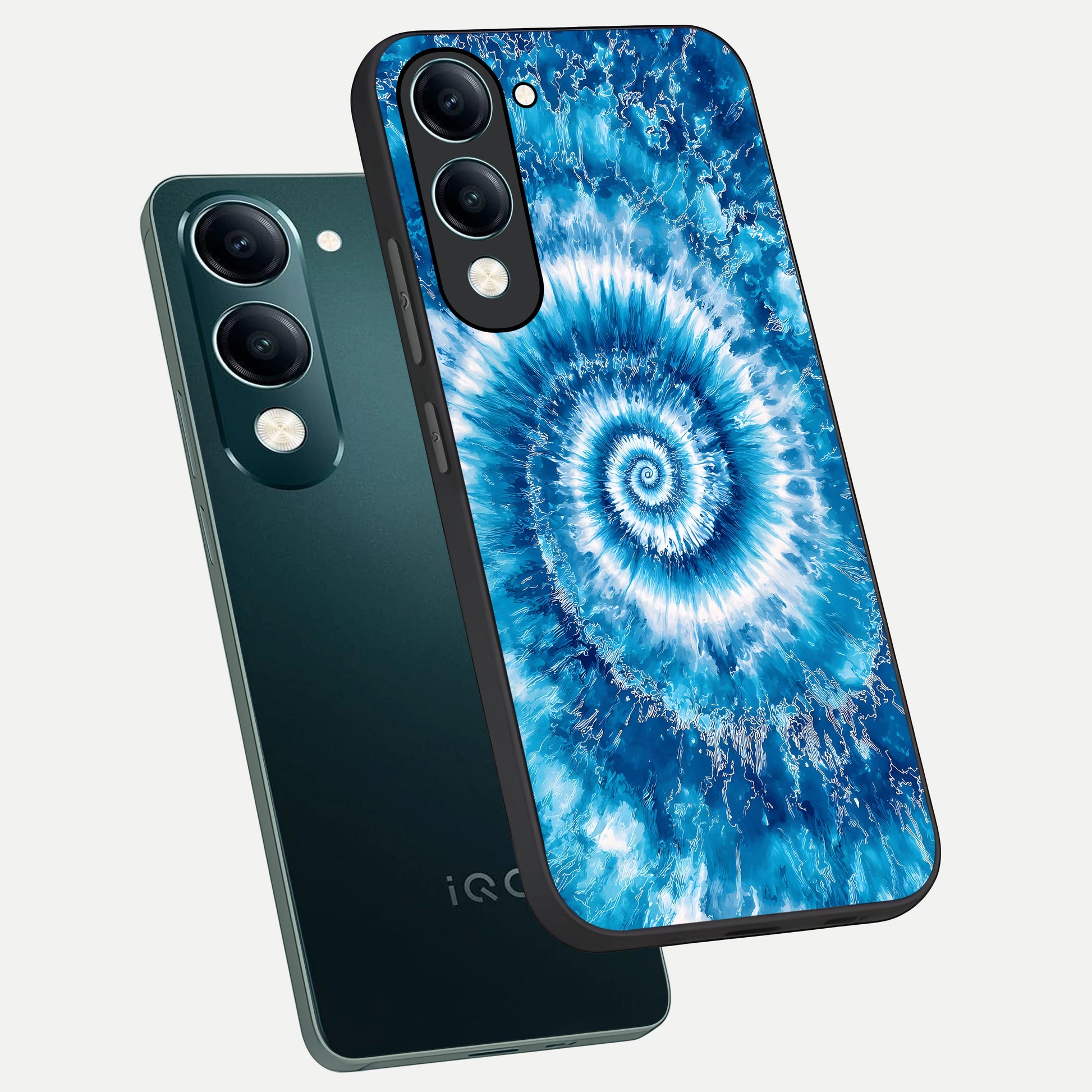  Blue Galaxy Wave phone case for iQOO Z10 lite showing premium glass back cover with detailed artwork