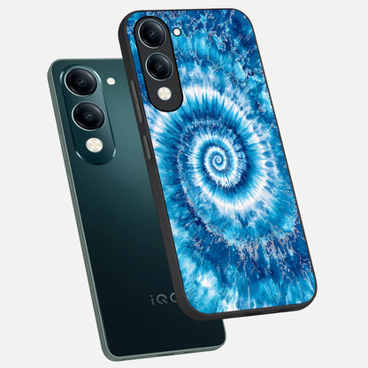  Blue Galaxy Wave phone case for iQOO Z10 lite showing premium glass back cover with detailed artwork