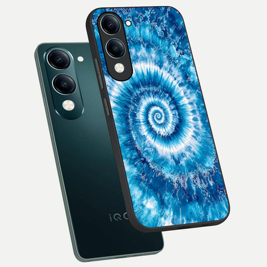  Blue Galaxy Wave phone case for iQOO Z10 lite showing premium glass back cover with detailed artwork