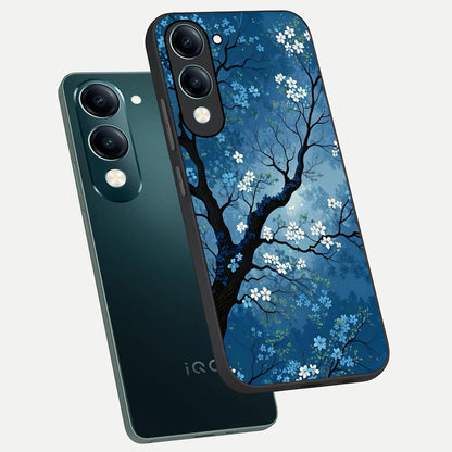  Blue Tree Serenity phone case for iQOO Z10 Lite showing premium glass back cover with detailed artwork