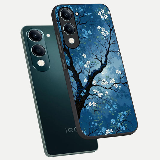 Blue Tree Serenity phone case for iQOO Z10 Lite showing premium glass back cover with detailed artwork
