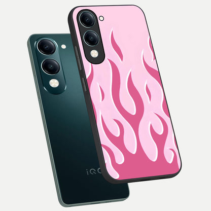  Blush Flame Energy phone case for iQOO Z10 Lite showing premium glass back cover with detailed artwork