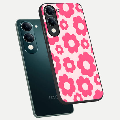  Blush Flower Pop phone case for iQOO Z10 Lite showing premium glass back cover with detailed artwork