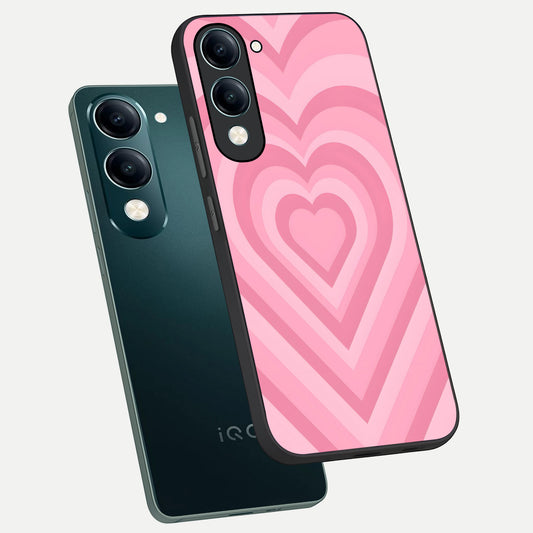  Blush Heart Waves phone case for iQOO Z10 Lite showing premium glass back cover with detailed artwork