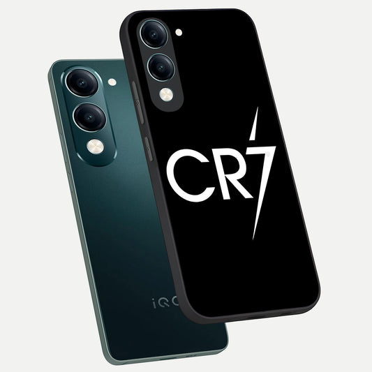  CR7 Elite Strike phone case for iQOO Z10 lite showing premium glass back cover with detailed artwork