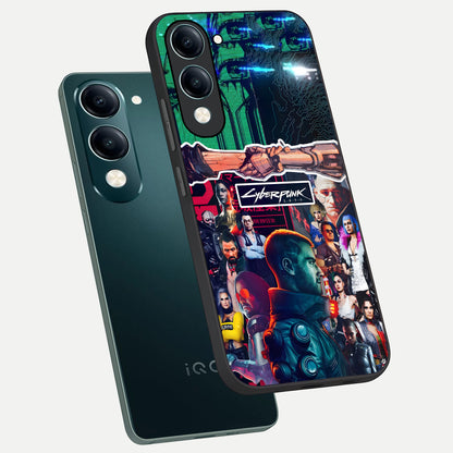  CYBERPUNK Legacy phone case for iQOO Z10 Lite showing premium glass back cover with detailed artwork