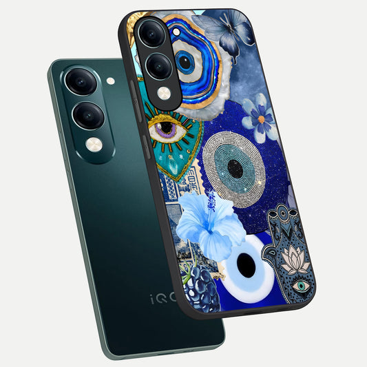 Celestial Blue Vision phone case for iQOO Z10 Lite showing premium glass back cover with detailed artwork