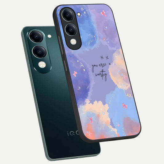  Celestial Cloud Magic phone case for iQOO Z10 lite showing premium glass back cover with detailed artwork