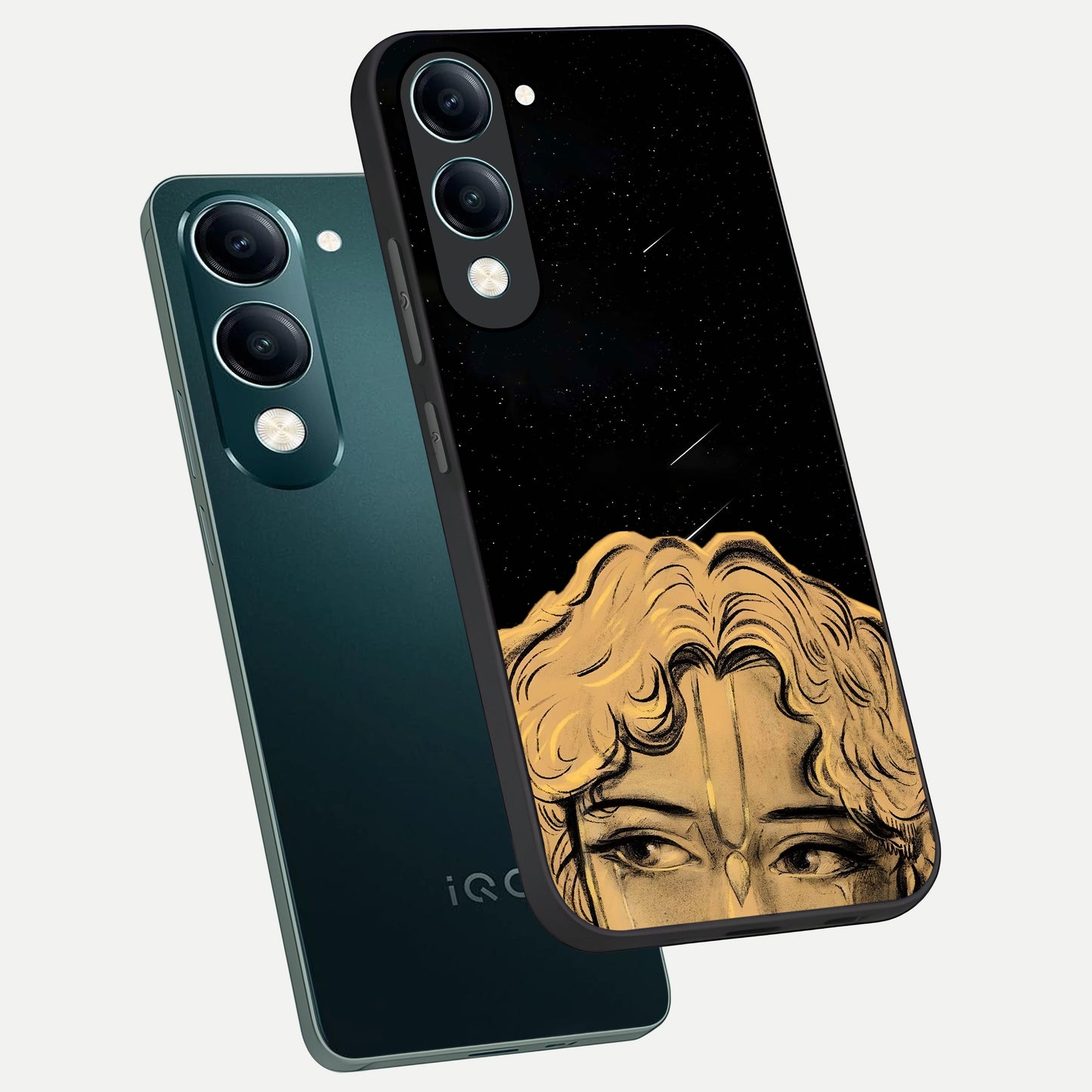  Celestial Gods Plan phone case for iQOO Z10 Lite showing premium glass back cover with detailed artwork