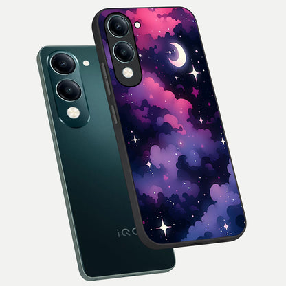 Celestial Moon Magic phone case for iQOO Z10 Lite showing premium glass back cover with detailed artwork