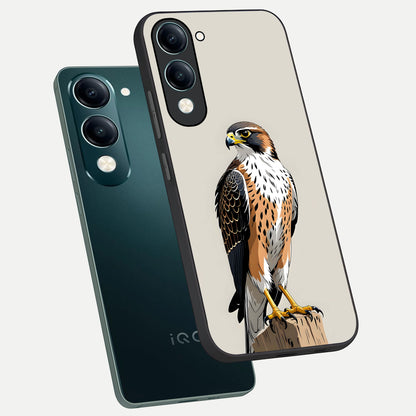 Clever Eagle phone case for iQOO Z10 lite showing premium glass back cover with detailed artwork