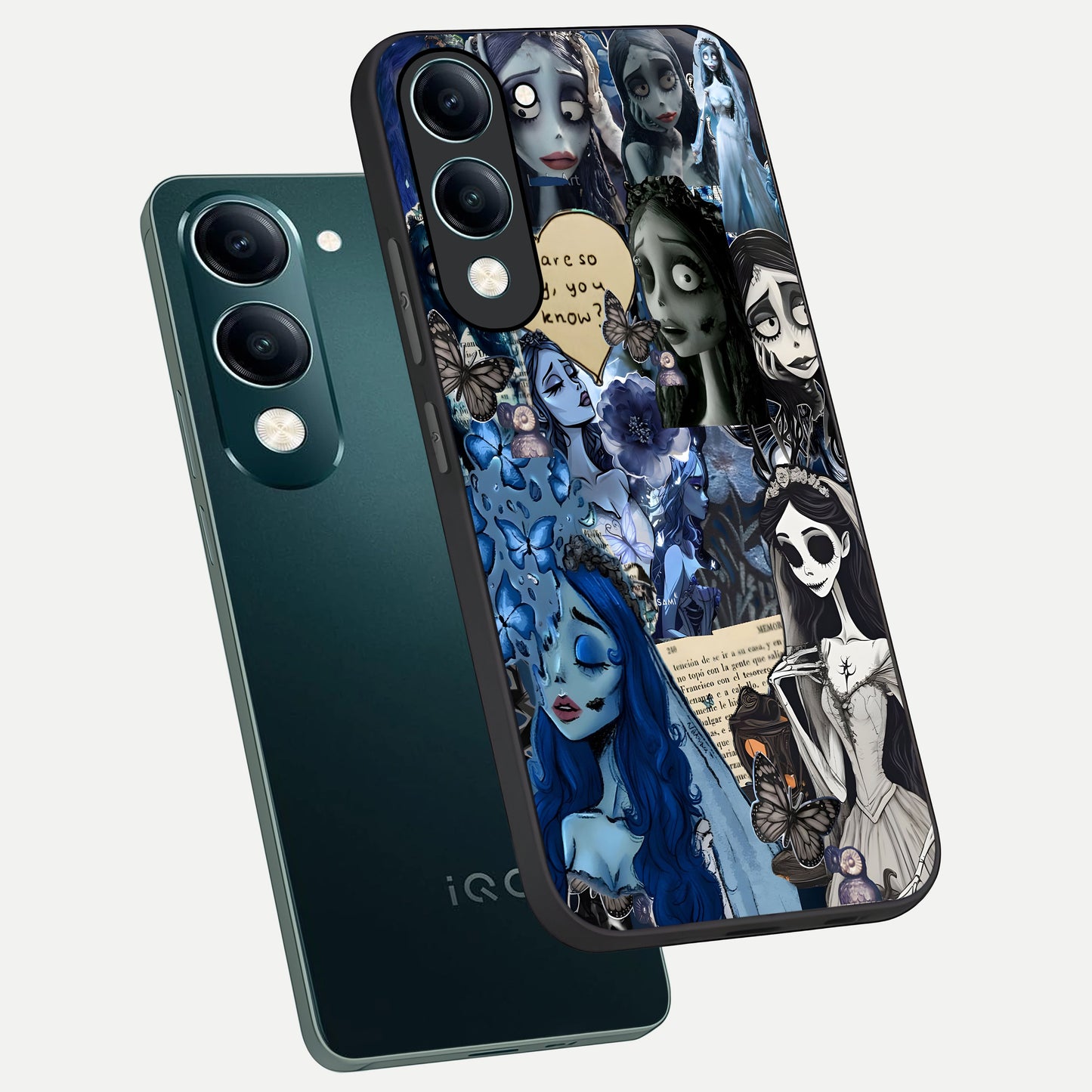  Corpse Bride Posters phone case for iQOO Z10 lite showing premium glass back cover with detailed artwork
