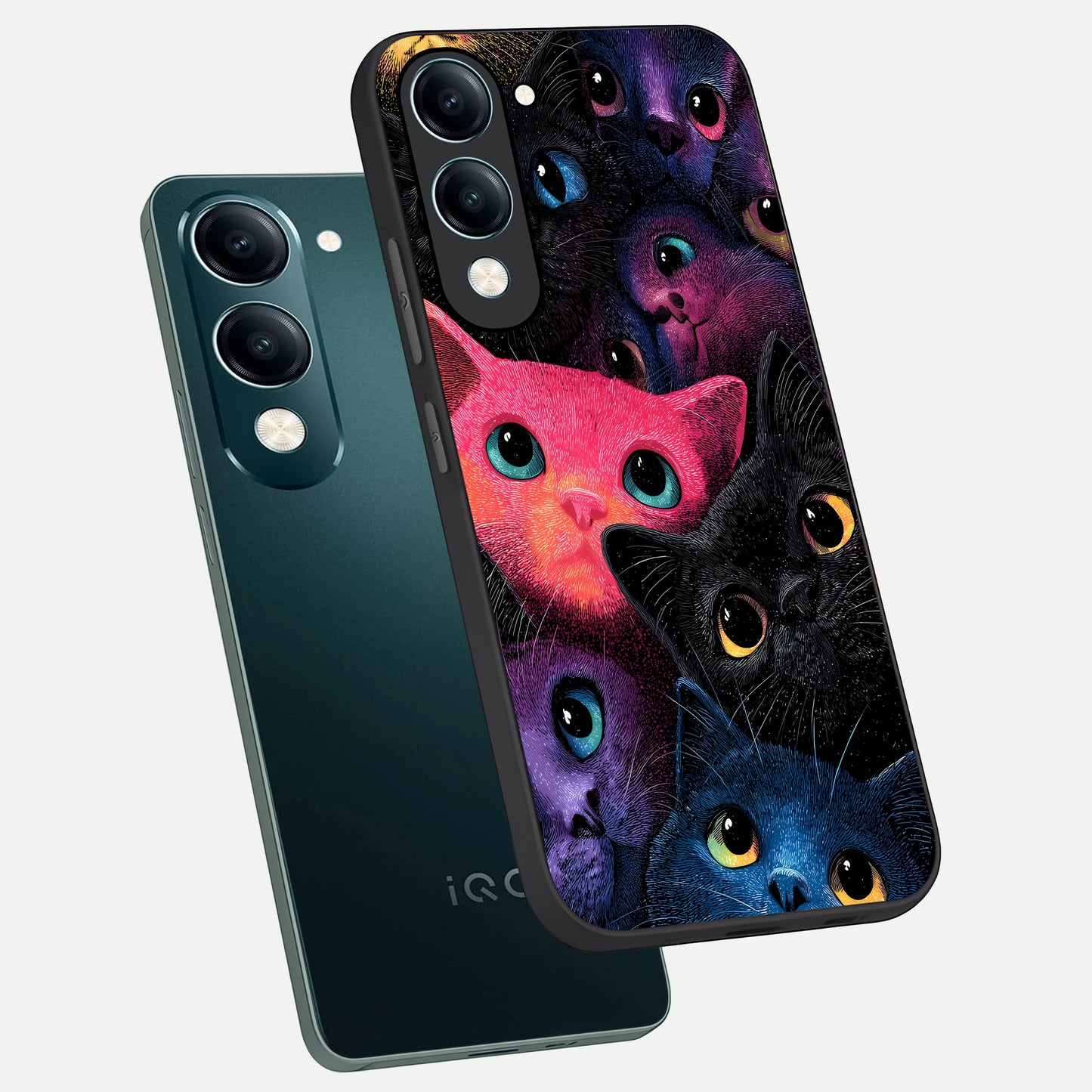  Cosmic Cats Dreams phone case for iQOO Z10 lite showing premium glass back cover with detailed artwork