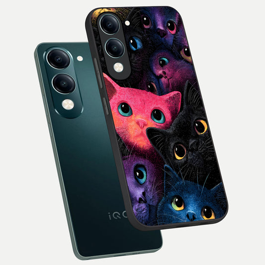 Cosmic Cats Dreams phone case for iQOO Z10 lite showing premium glass back cover with detailed artwork