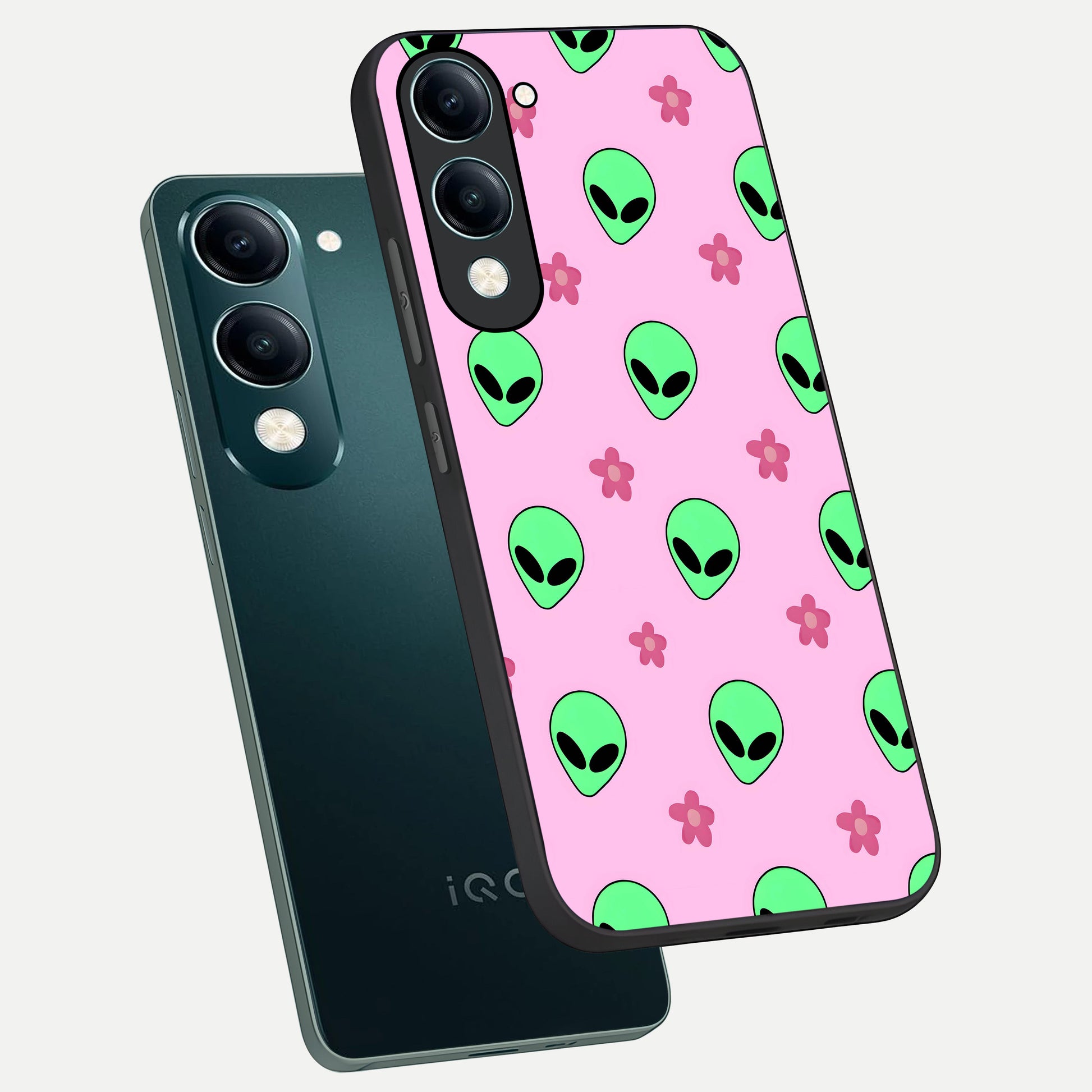  Cosmic Cute Crush phone case for iQOO Z10 lite showing premium glass back cover with detailed artwork