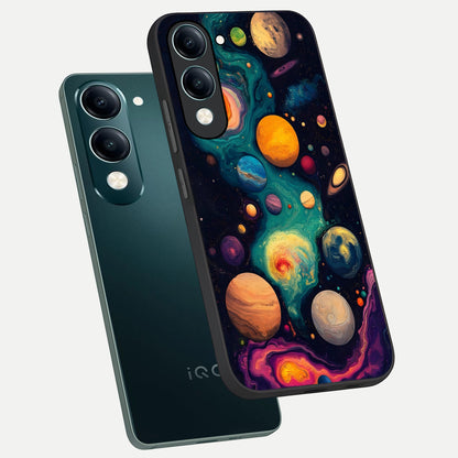  Cosmic Planet Journey phone case for iQOO Z10 Lite showing premium glass back cover with detailed artwork