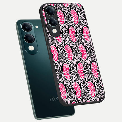  Crimson Paisley Charm phone case for iQOO Z10 lite showing premium glass back cover with detailed artwork