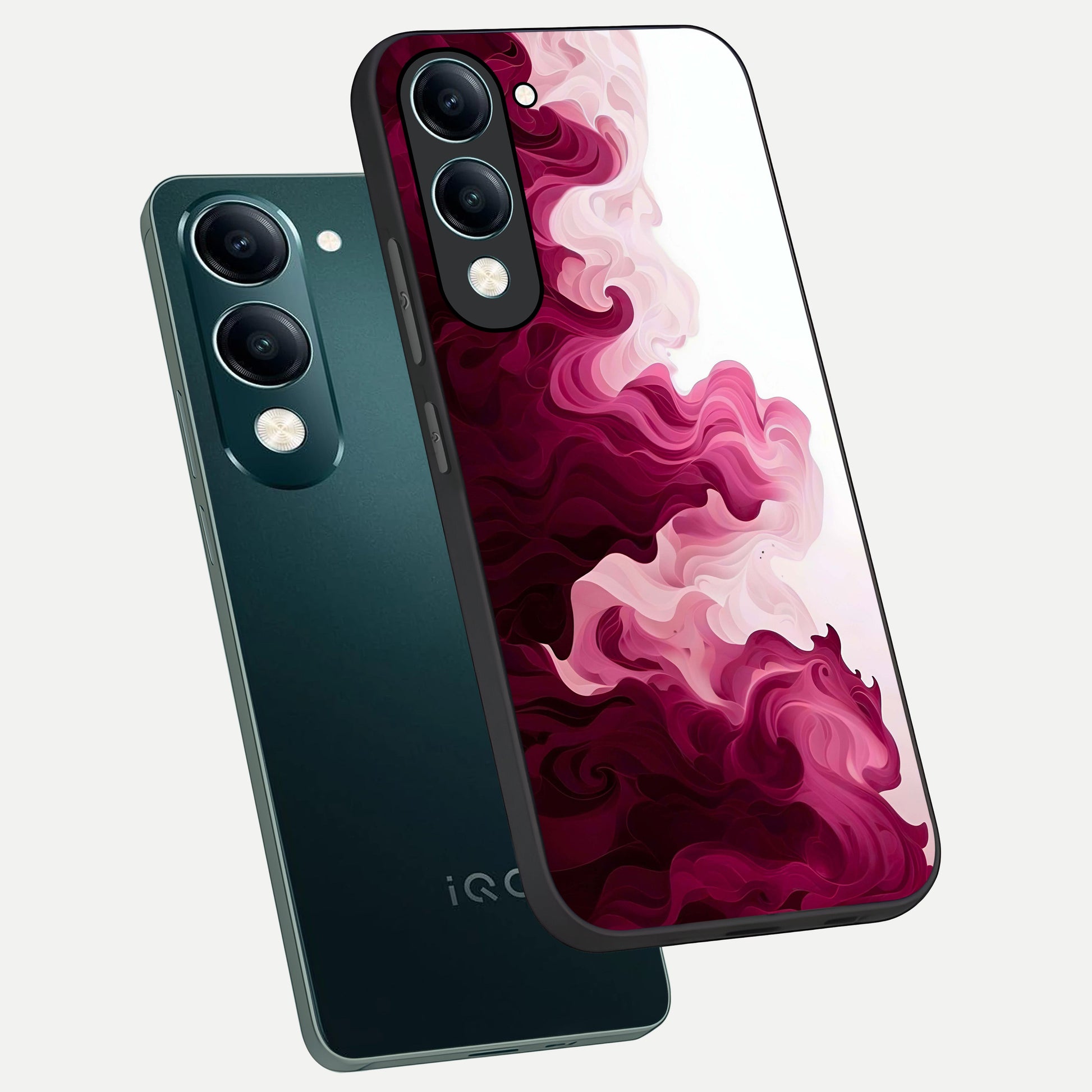  Crimson Wave Flow phone case for iQOO Z10 Lite showing premium glass back cover with detailed artwork