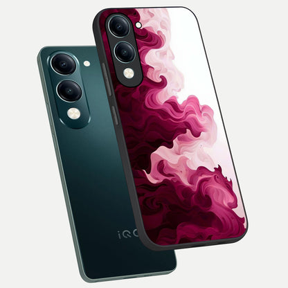  Crimson Wave Flow phone case for iQOO Z10 Lite showing premium glass back cover with detailed artwork
