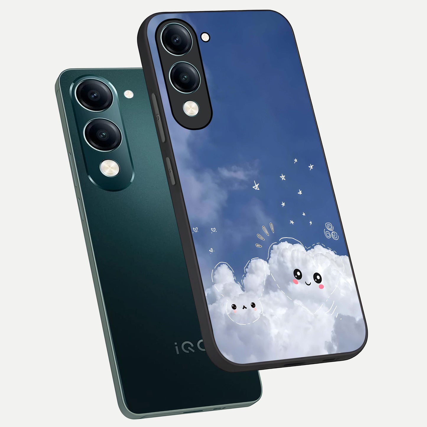  Cute Blossom Cloud phone case for iQOO Z10 lite showing premium glass back cover with detailed artwork