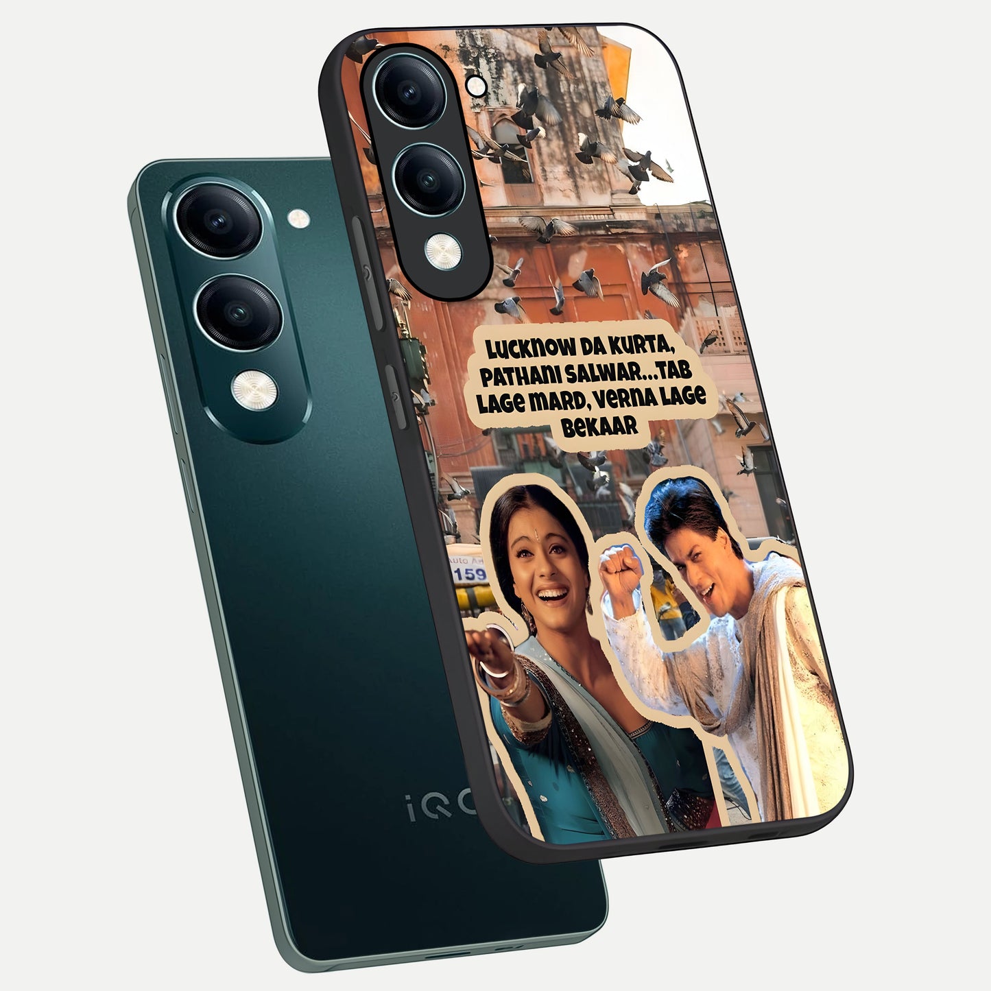  Desi Retro Vibes phone case for iQOO Z10 Lite showing premium glass back cover with detailed artwork