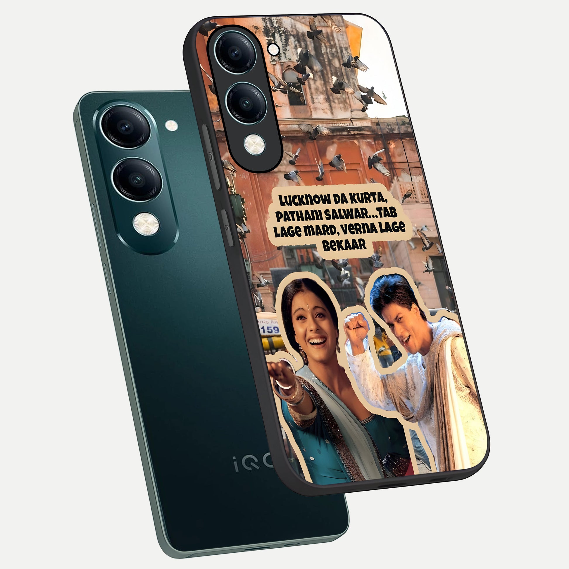  Desi Retro Vibes phone case for iQOO Z10 Lite showing premium glass back cover with detailed artwork