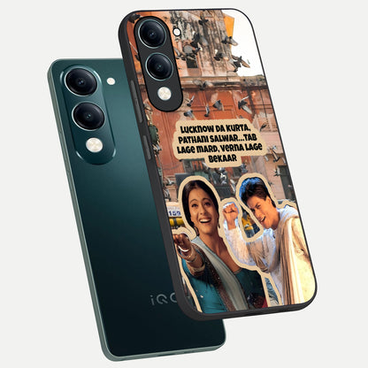  Desi Retro Vibes phone case for iQOO Z10 Lite showing premium glass back cover with detailed artwork