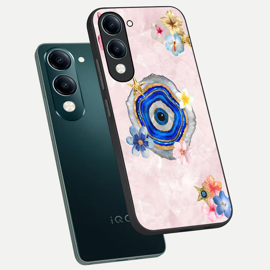  Divine Aura Bloom phone case for iQOO Z10 Lite showing premium glass back cover with detailed artwork