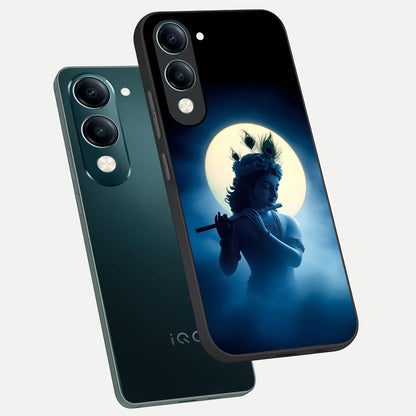  Divine Moon Flute phone case for iQOO Z10 lite showing premium glass back cover with detailed artwork