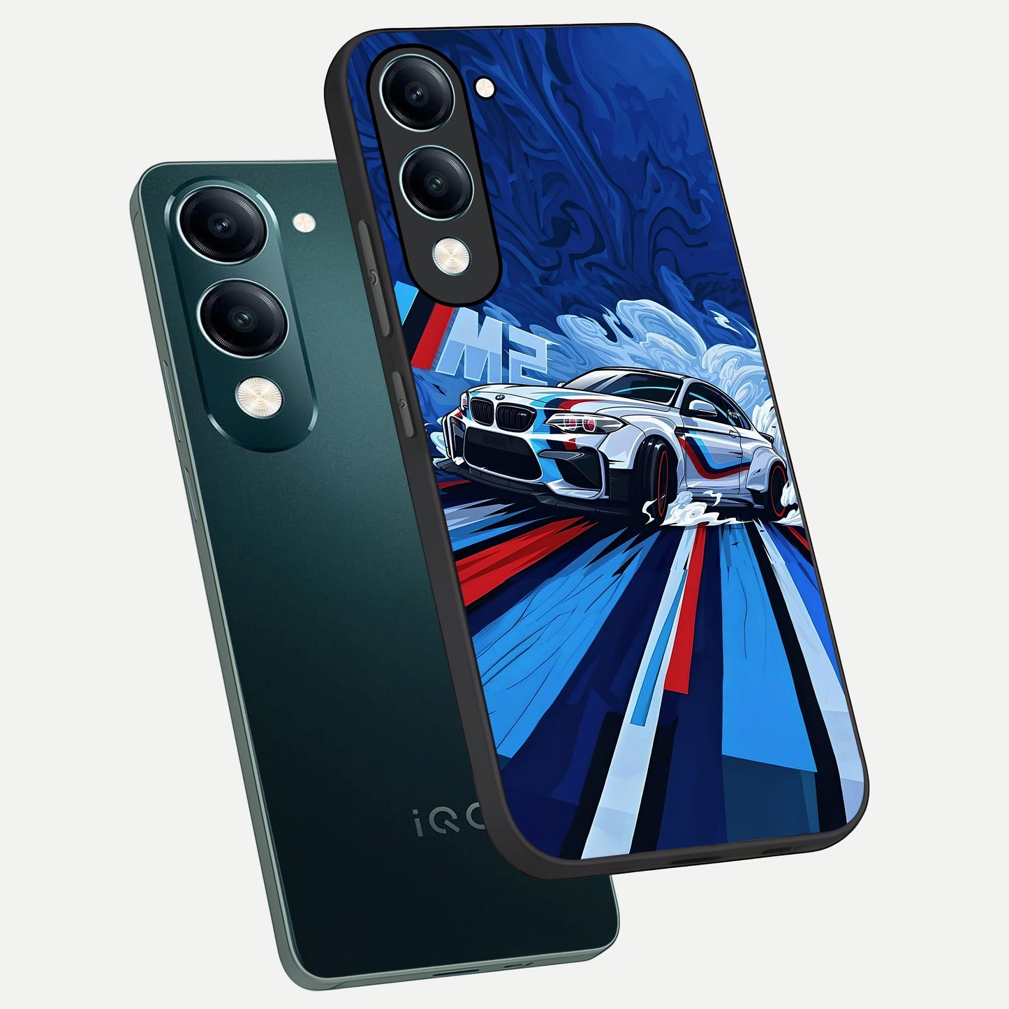  Drift Power Rush phone case for iQOO Z10 lite showing premium glass back cover with detailed artwork
