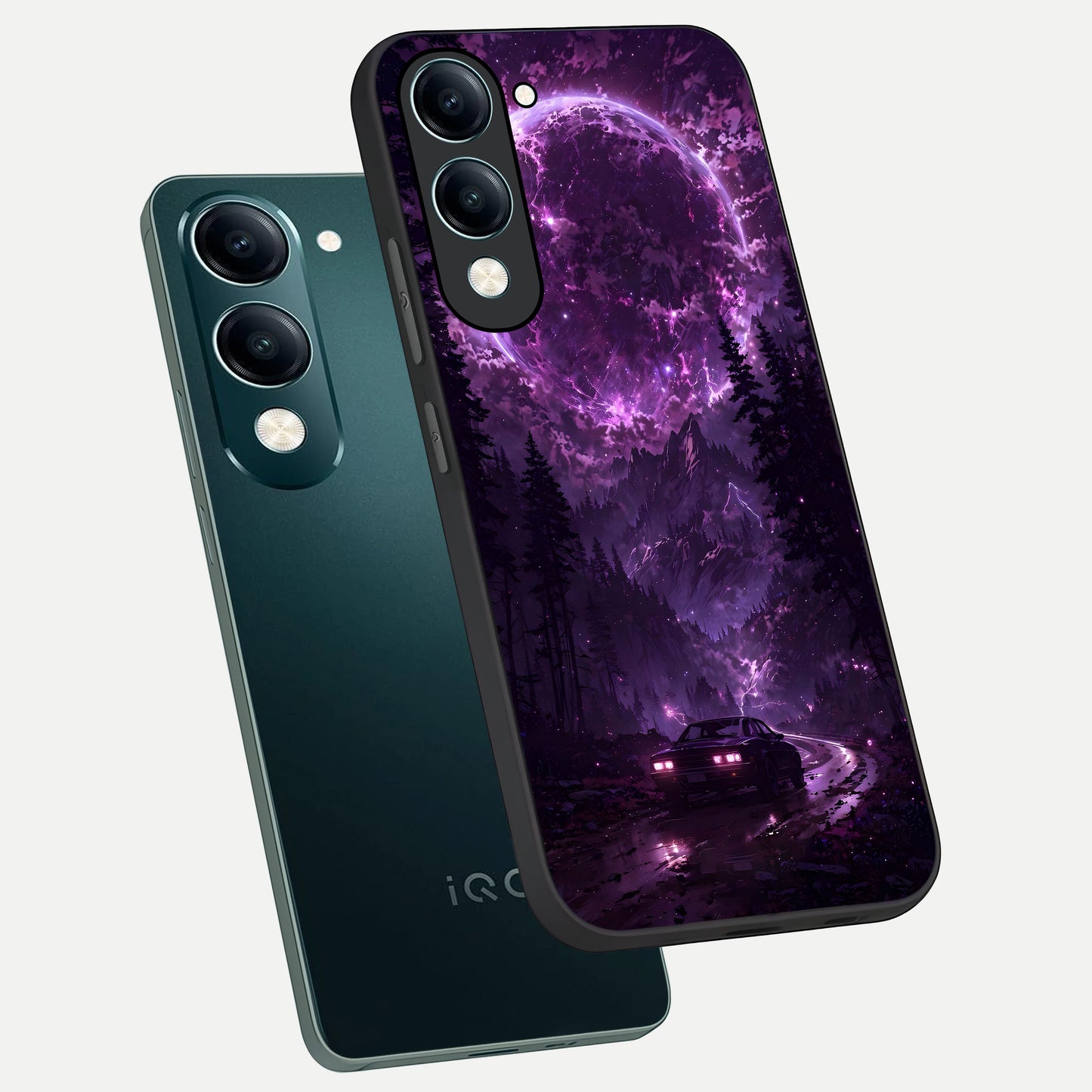  Eternal Cosmic Drive phone case for iQOO Z10 lite showing premium glass back cover with detailed artwork