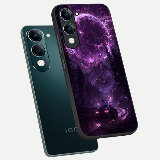  Eternal Cosmic Drive phone case for iQOO Z10 lite showing premium glass back cover with detailed artwork