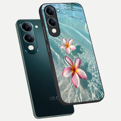 Floating Bloom Bliss phone case for iQOO Z10 Lite showing premium glass back cover with detailed artwork
