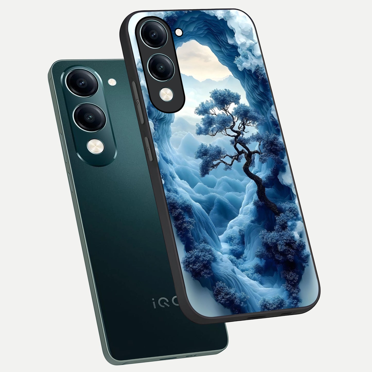  Frozen Serenity Gate phone case for iQOO Z10 lite showing premium glass back cover with detailed artwork