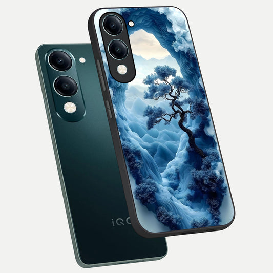  Frozen Serenity Gate phone case for iQOO Z10 lite showing premium glass back cover with detailed artwork