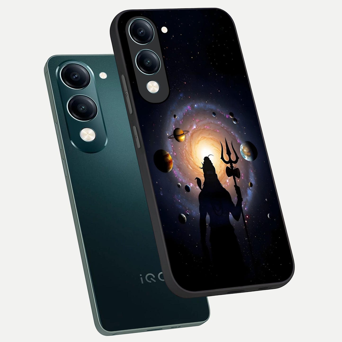  Galactic Shiva Vision phone case for iQOO Z10 lite showing premium glass back cover with detailed artwork