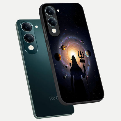 Galactic Shiva Vision phone case for iQOO Z10 lite showing premium glass back cover with detailed artwork