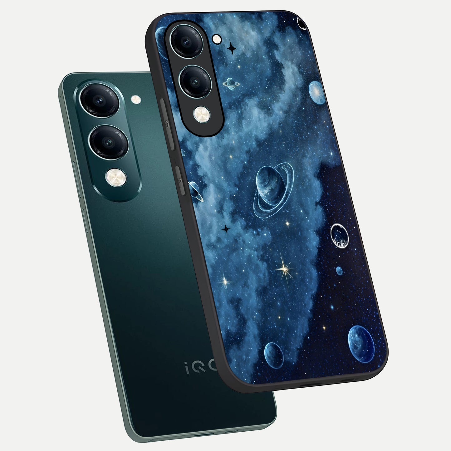  Galaxy Dream Space phone case for iQOO Z10 lite showing premium glass back cover with detailed artwork