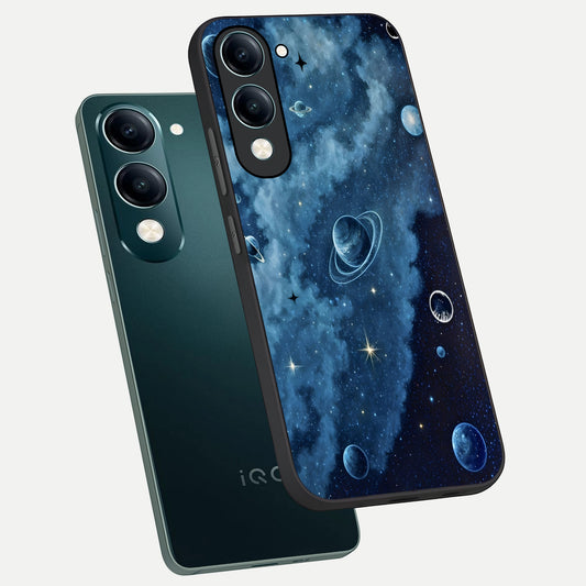  Galaxy Dream Space phone case for iQOO Z10 lite showing premium glass back cover with detailed artwork