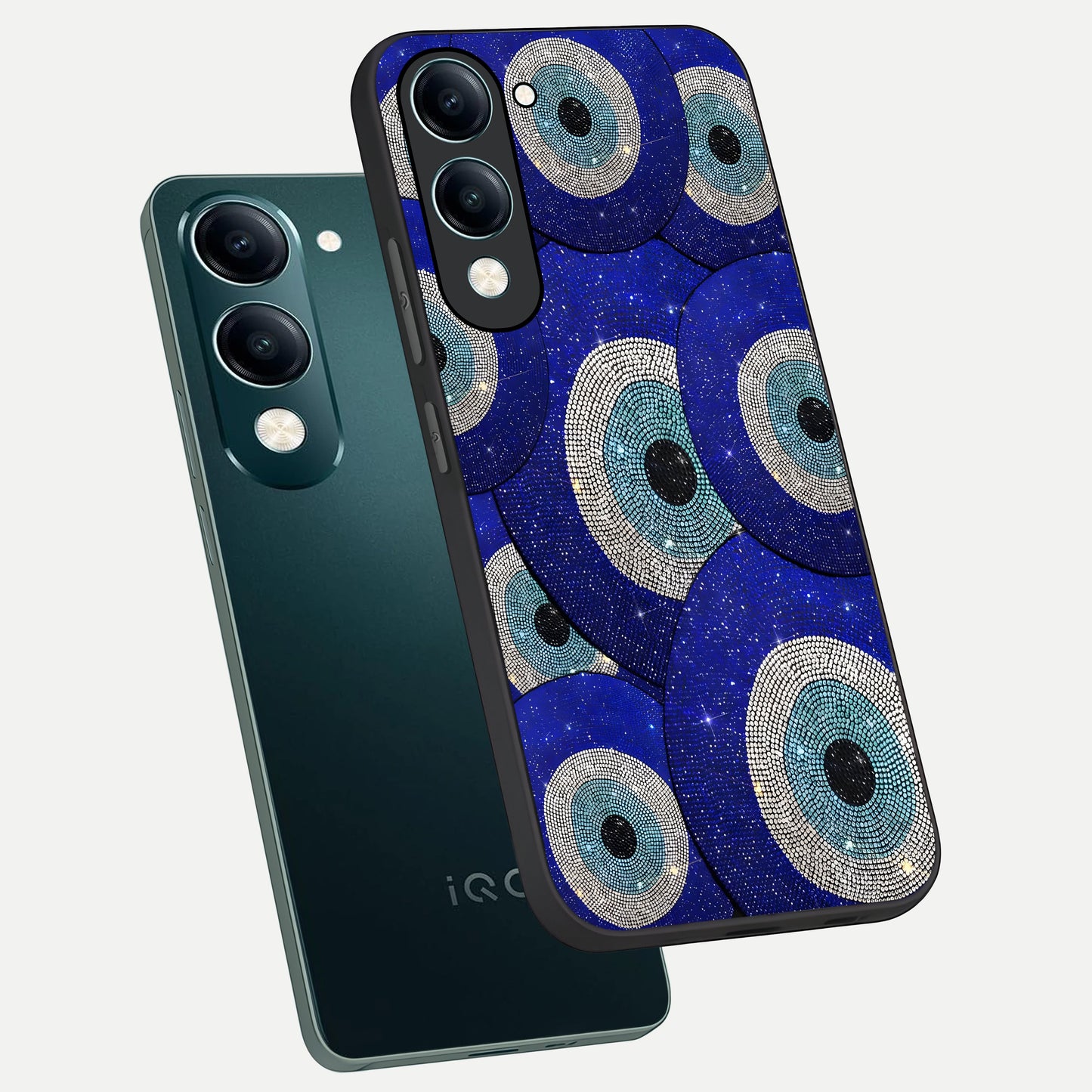  Galaxy Eye Flow phone case for iQOO Z10 lite showing premium glass back cover with detailed artwork