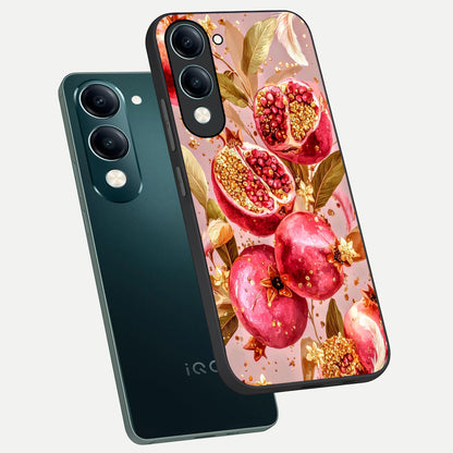  Golden Bloom Glow phone case for iQOO Z10 Lite showing premium glass back cover with detailed artwork