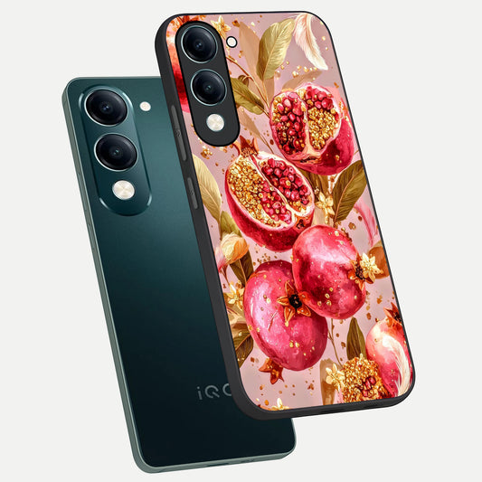  Golden Bloom Glow phone case for iQOO Z10 Lite showing premium glass back cover with detailed artwork