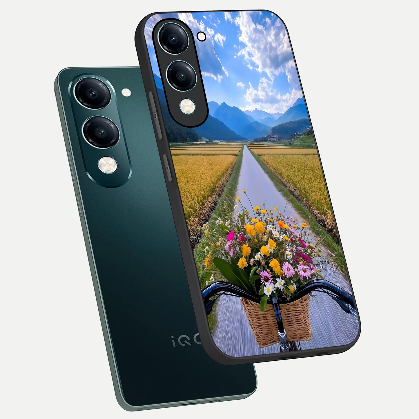  Golden Field Journey phone case for iQOO Z10 lite showing premium glass back cover with detailed artwork