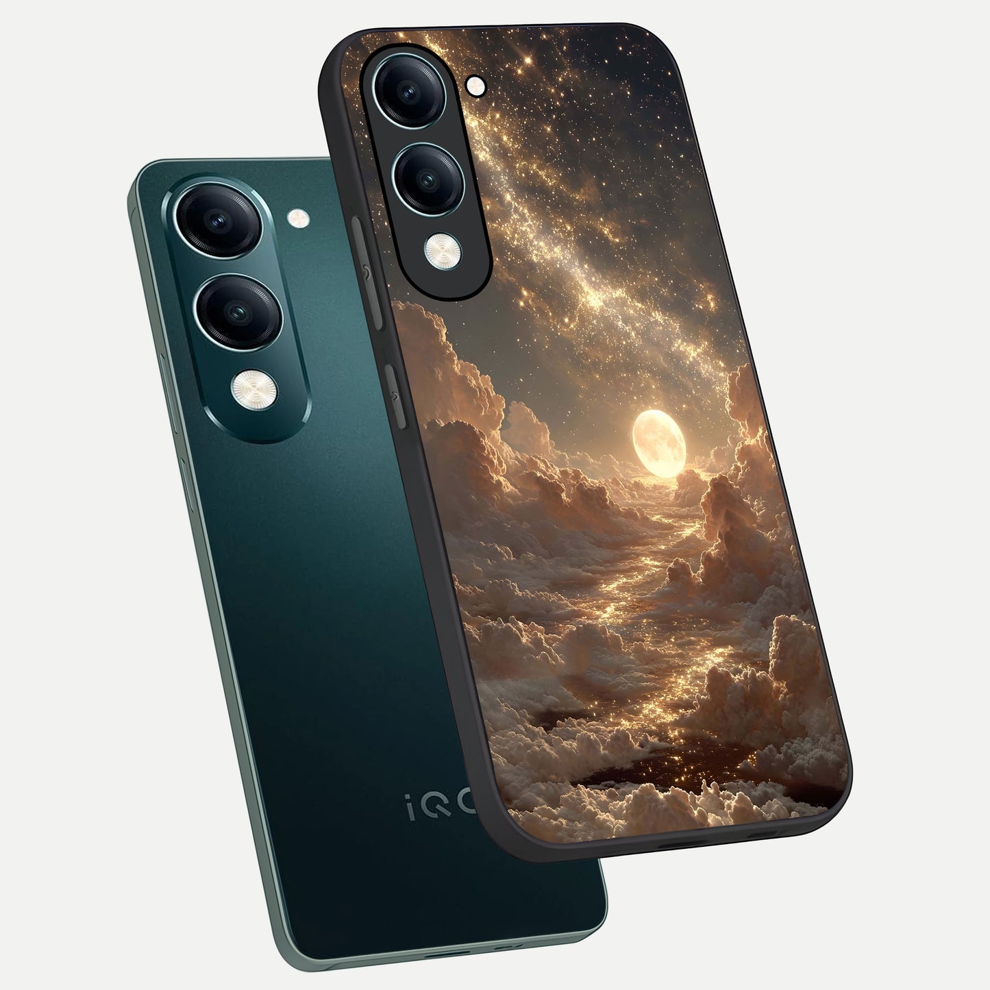  Golden Sky Dream phone case for iQOO Z10 Lite showing premium glass back cover with detailed artwork