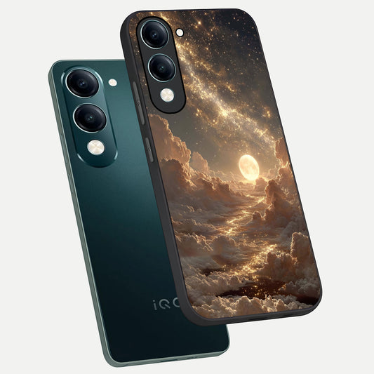  Golden Sky Dream phone case for iQOO Z10 Lite showing premium glass back cover with detailed artwork
